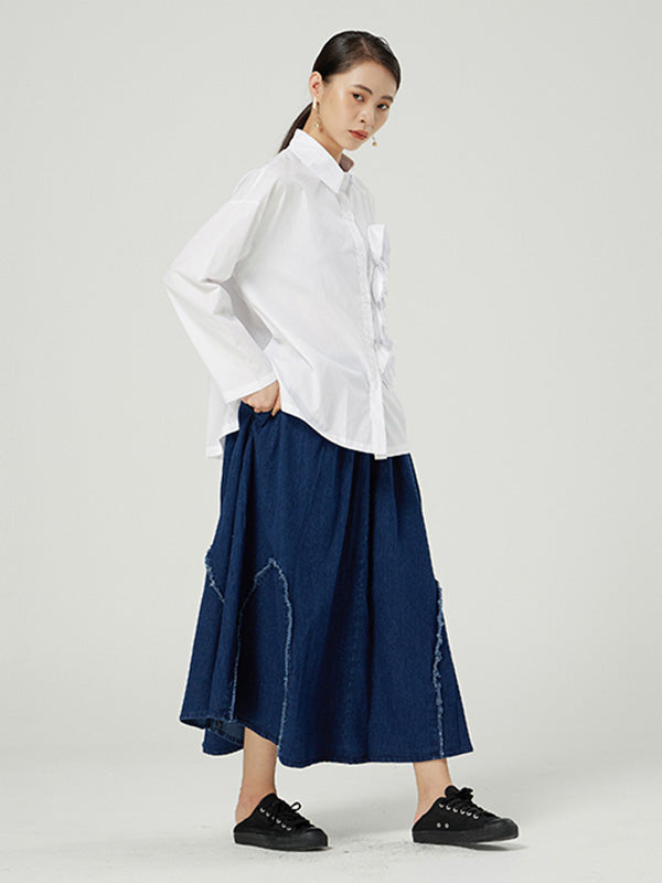 Simple Elasticity Waist Wide Leg Loose Pants