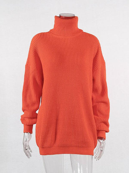 Printed High-Neck Loose Sweater