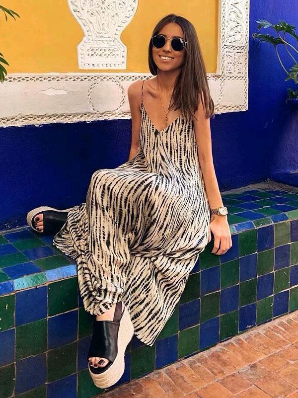 Boho Back Knot V-neck Maxi Dress