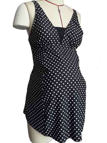 Maternity Polka Dot Bustier Tankini Swimsuit