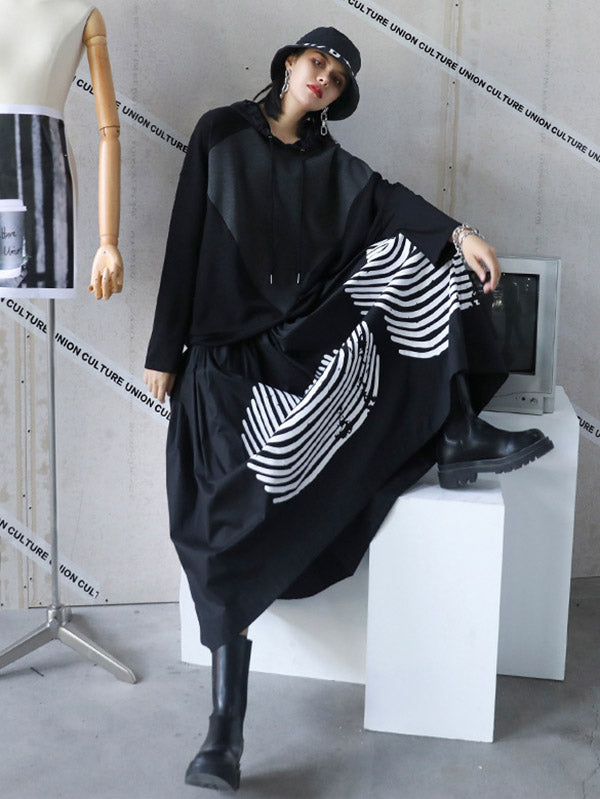 Casual Hooded Drawstring Split-Joint Hoodies&Sweatshirt Tops