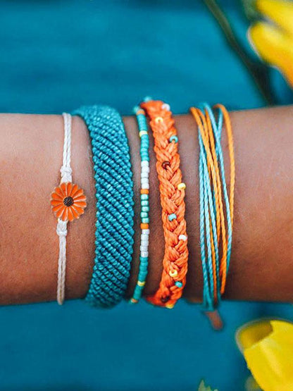 Hand-woven Daisy Pattern Colorful Bracelet