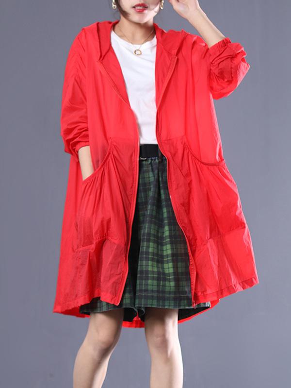 Casual Literary Hoodie Sun-protective Cover-up