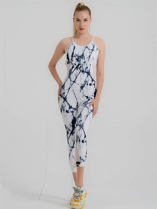 Sexy Printed Cross Strap Yoga Jumpsuits