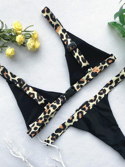 Buckle Leopard Bikinis Swimwear