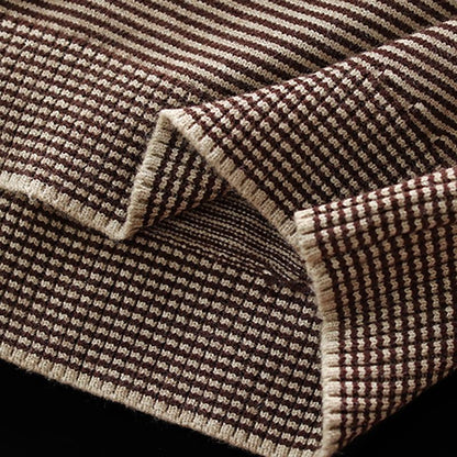 Buykud Half Turtleneck Striped Pullover Casual Sweater