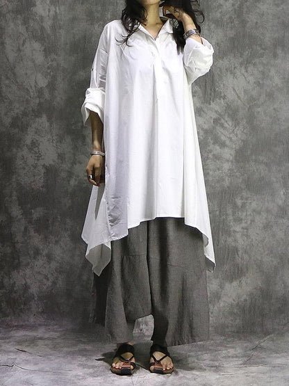 Solid Cropped Loose Shirt Top