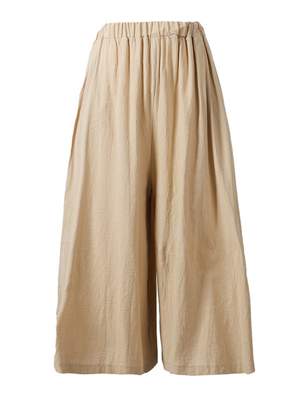 Casual 11 Colors  Solid Column Wide Leg Capri-Pants