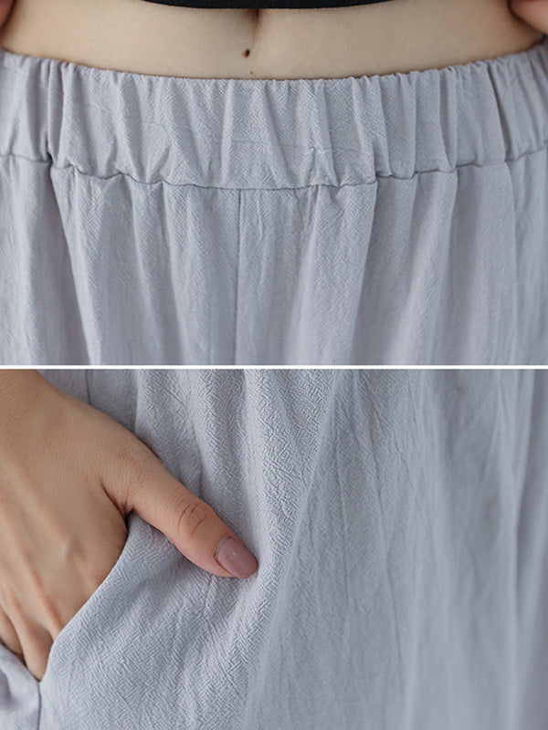 Casual 11 Colors  Solid Column Wide Leg Capri-Pants