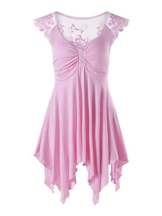 Vintage Lace Solid Cropped Mini Dresses