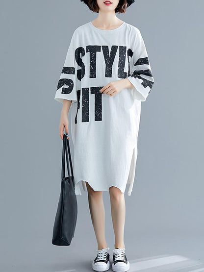 Loose Split-side Printed Dress