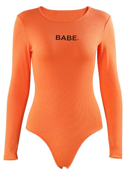 Long Sleeve Letter Printed Bodysuits