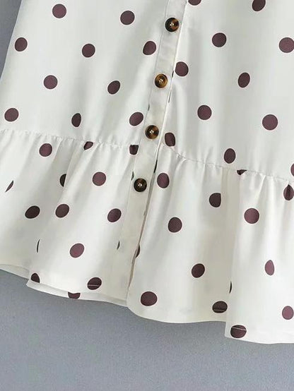 Ruffled Collar Polka-Dot Mini Dresses