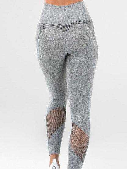 Solid Sports Mesh Panel Leggings
