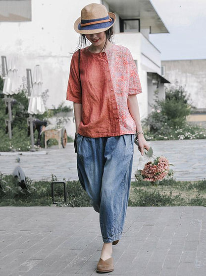 Loose Retro Denim Harem Pants