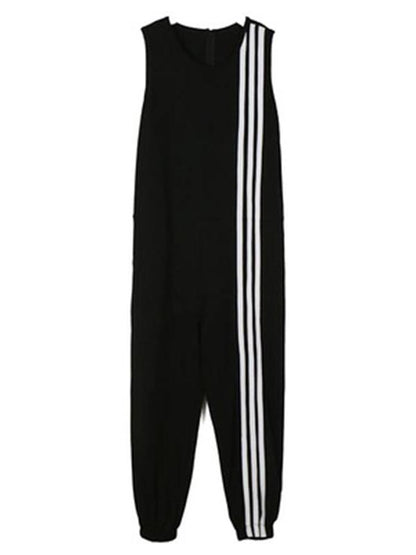 Loose Sleeveless Striped Jumpsuits