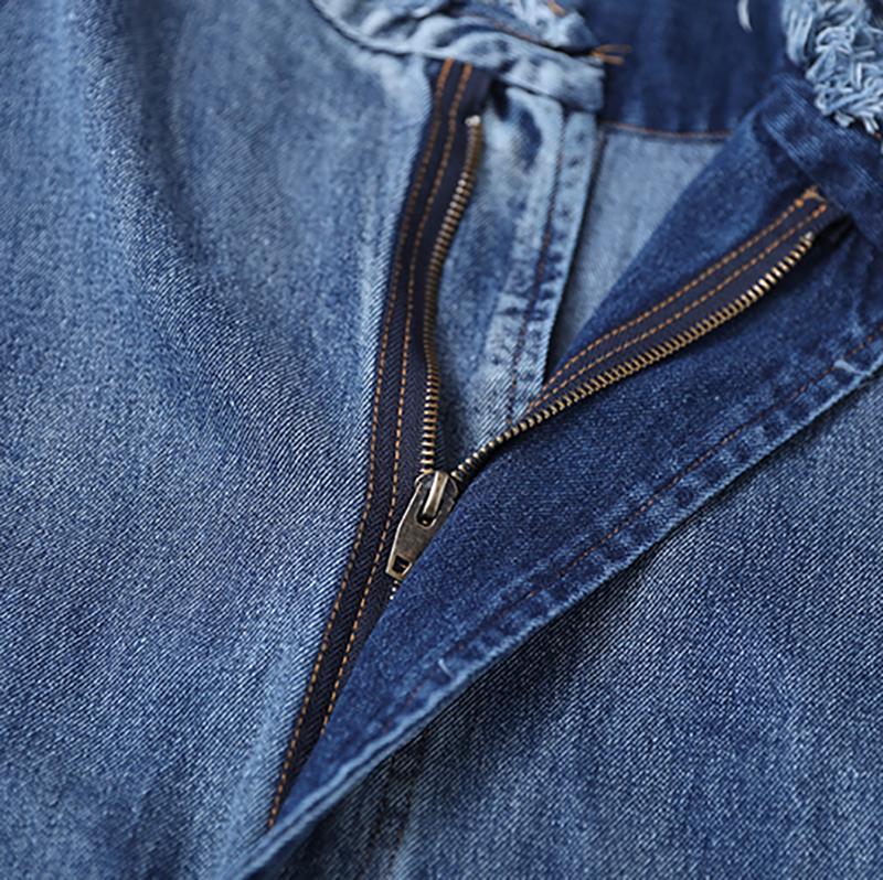 Buykud Spring Autumn Casual Solid Color Zipper Denim Coat