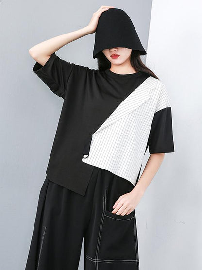 Casual Split-joint Cropped T-shirt