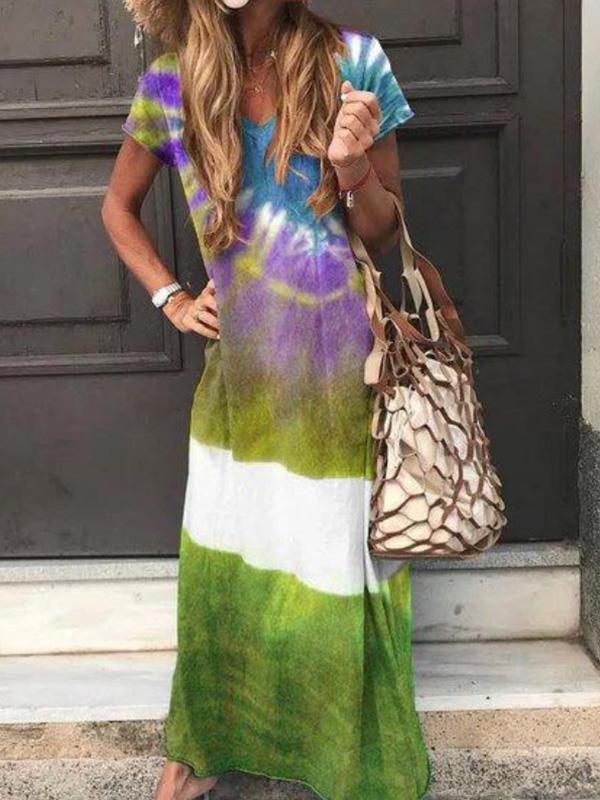 Printed V-neck Maxi Dress