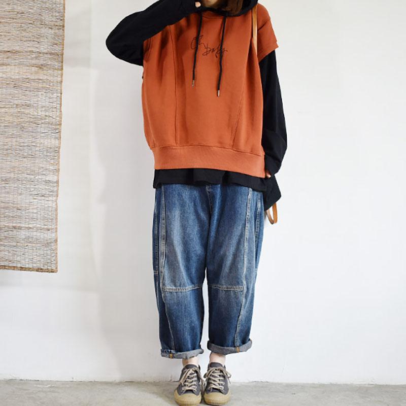 Buykud O-Neck Embroidered Plant Pullover Casual Waistcoat