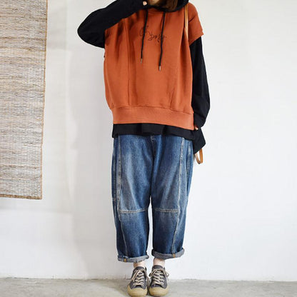 Buykud O-Neck Embroidered Plant Pullover Casual Waistcoat