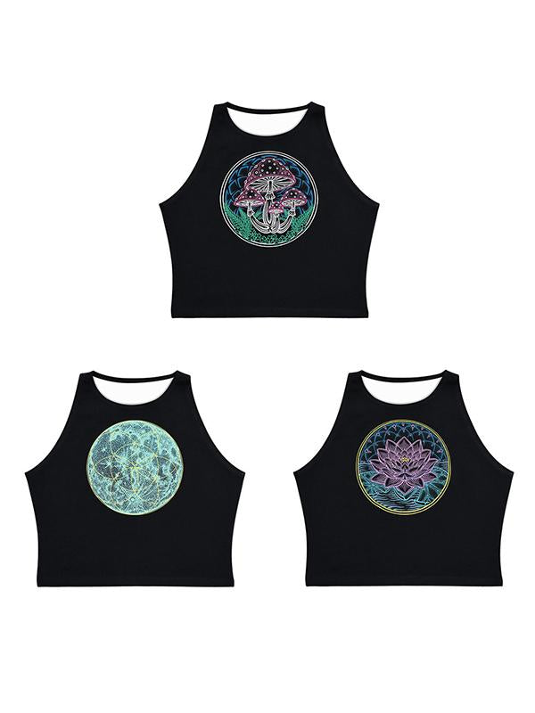 Printed Sleeveless Short Vest Top