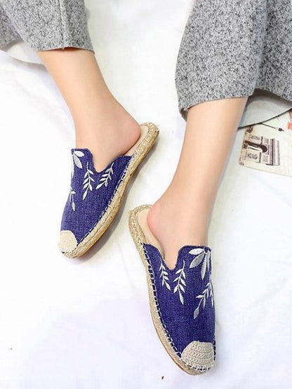 Line-soled Canvas Mules&Slides Shoes