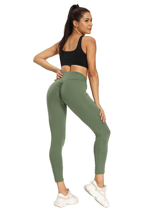 Sexy Wrap Solid Color High Waist Sports Leggings