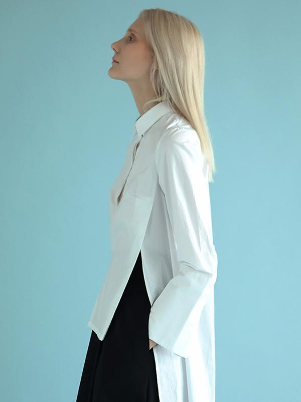 Original White High-low Split-back Blouse
