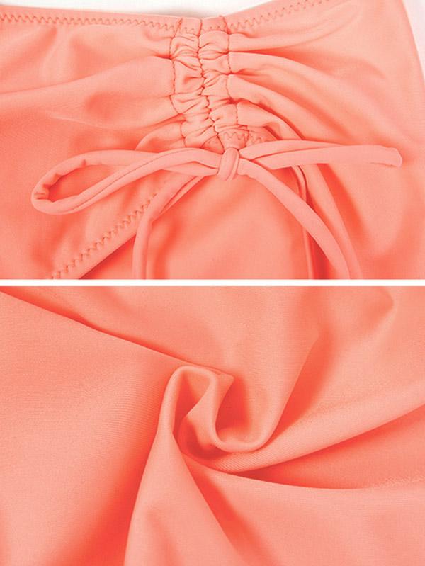 Solid Color Twist Bandage Split Bikini Swimsuit