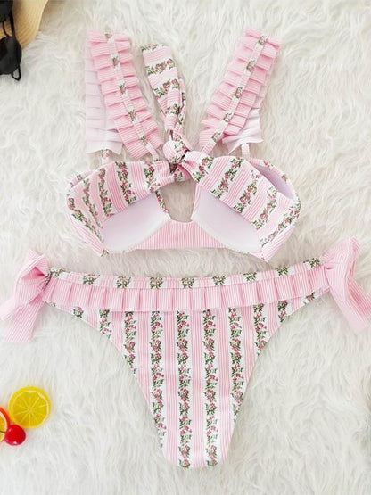Printed Lace Bikinis Swimwear