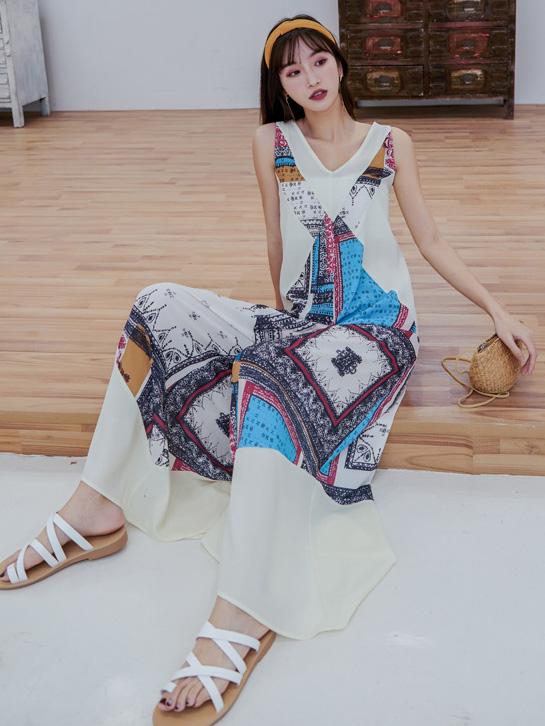 Comfortable Colorful Printed Beach Jumpsuit