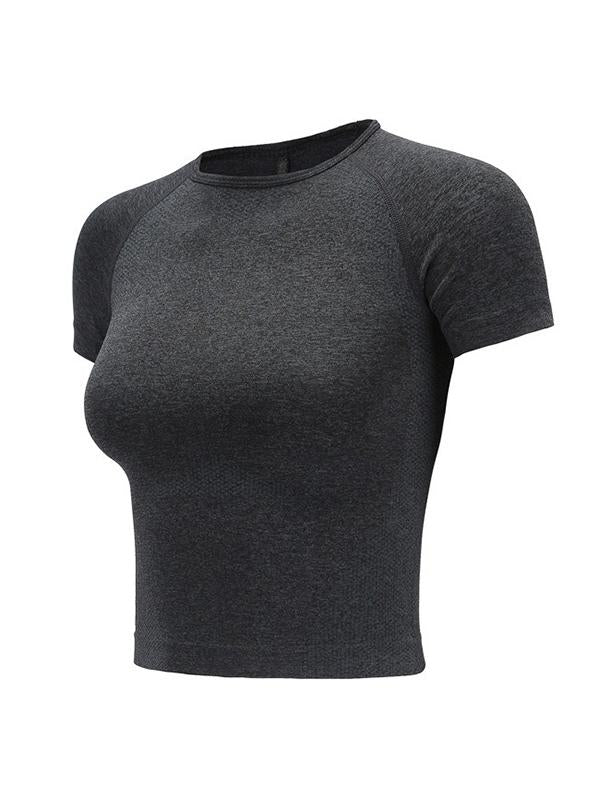 Wrap Solid Exposed Navel Yoga Tees