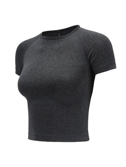 Wrap Solid Exposed Navel Yoga Tees