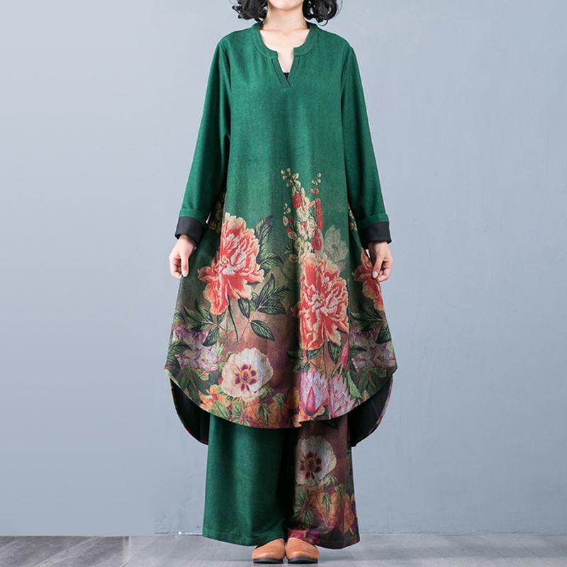 Buykud Comfortable Soft Floral Printed Two Piece Suit