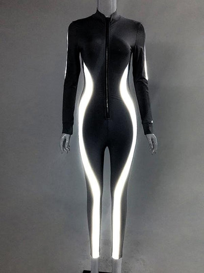 Zipper Skinny Long Sleeve Jumpsuits