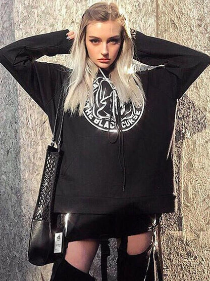Casual Loose Printed Letters Hoodies&Sweatshirt