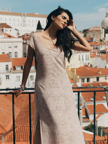 Rubber Band Split-joint Sleeveless Maxi Dress