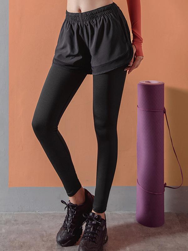 Wrap Solid False Two Yoga Leggings