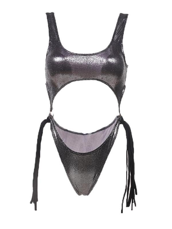 Tasseled Metal Ring Siamese Swimwear