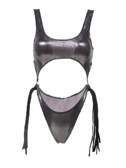 Tasseled Metal Ring Siamese Swimwear