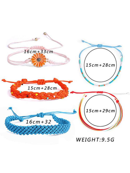 Hand-woven Daisy Pattern Colorful Bracelet