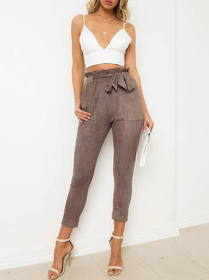 Fashion 3 Color Elastic Waist Casual Pants Bottoms