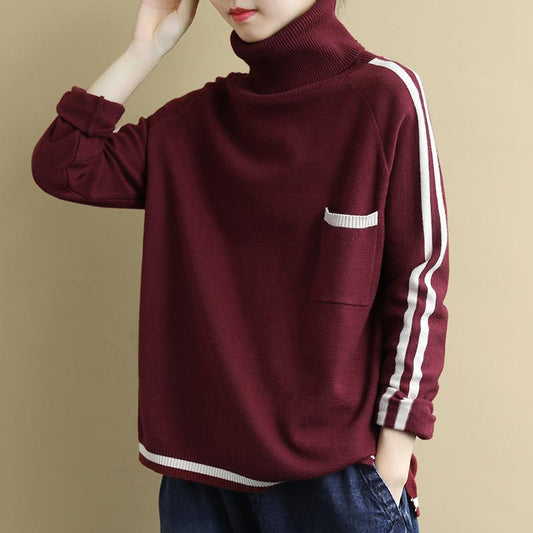 Buykud Striped Single Pocket Casual Comfortable Sweater