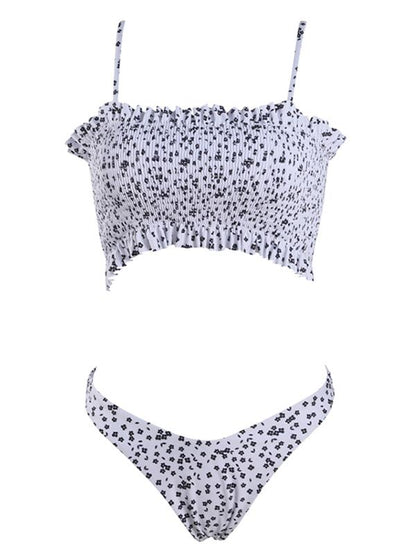 Smocked Spaghetti Strap Bikini Set