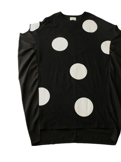 Original Loose Polka-Dot Round-Neck Batwing Sleeves Maxi Dress