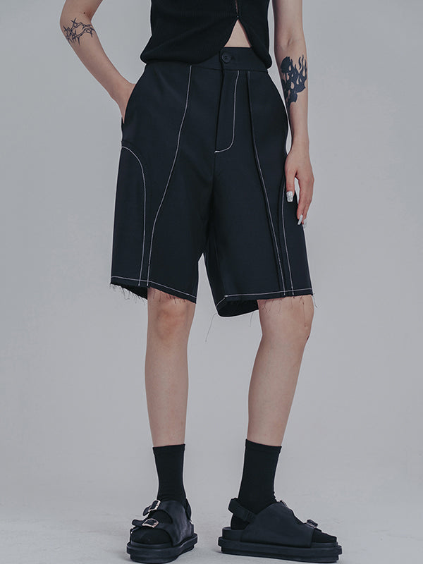 Simple Loose Contrast Color Striped Shorts