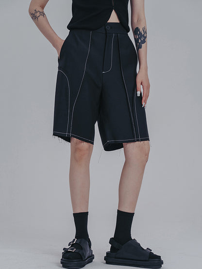 Simple Loose Contrast Color Striped Shorts