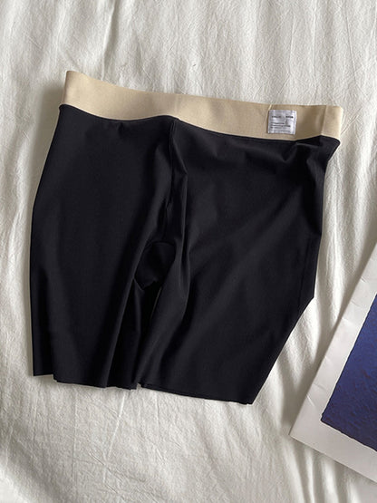 Solid Color Ice Silk Wrap High Waisted Safety Shorts