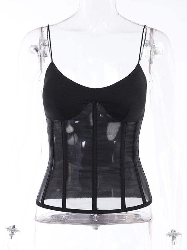 Sexy Wrap Mesh See-Through Vest Top